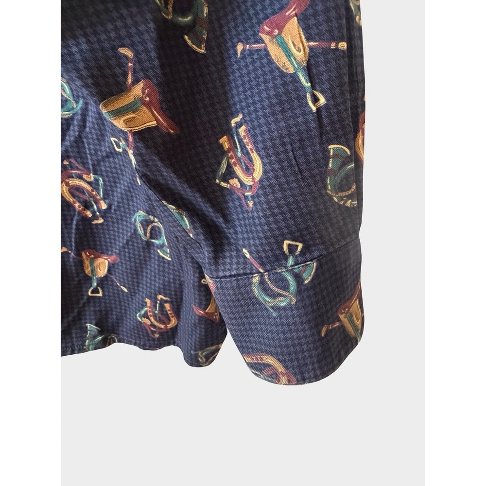 VTG Brooks Brothers Navy Equestrian Horse Bit Button Down Shirt Small Preppy - Picture 5 of 9